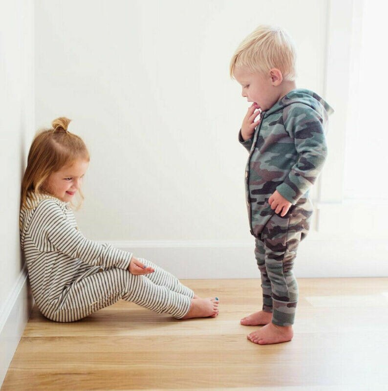 Winter Peuter Kids Baby Jongen Camo Romper Jumpsuit Lange Mouwen Hooded Kleding Outfits 0-24M