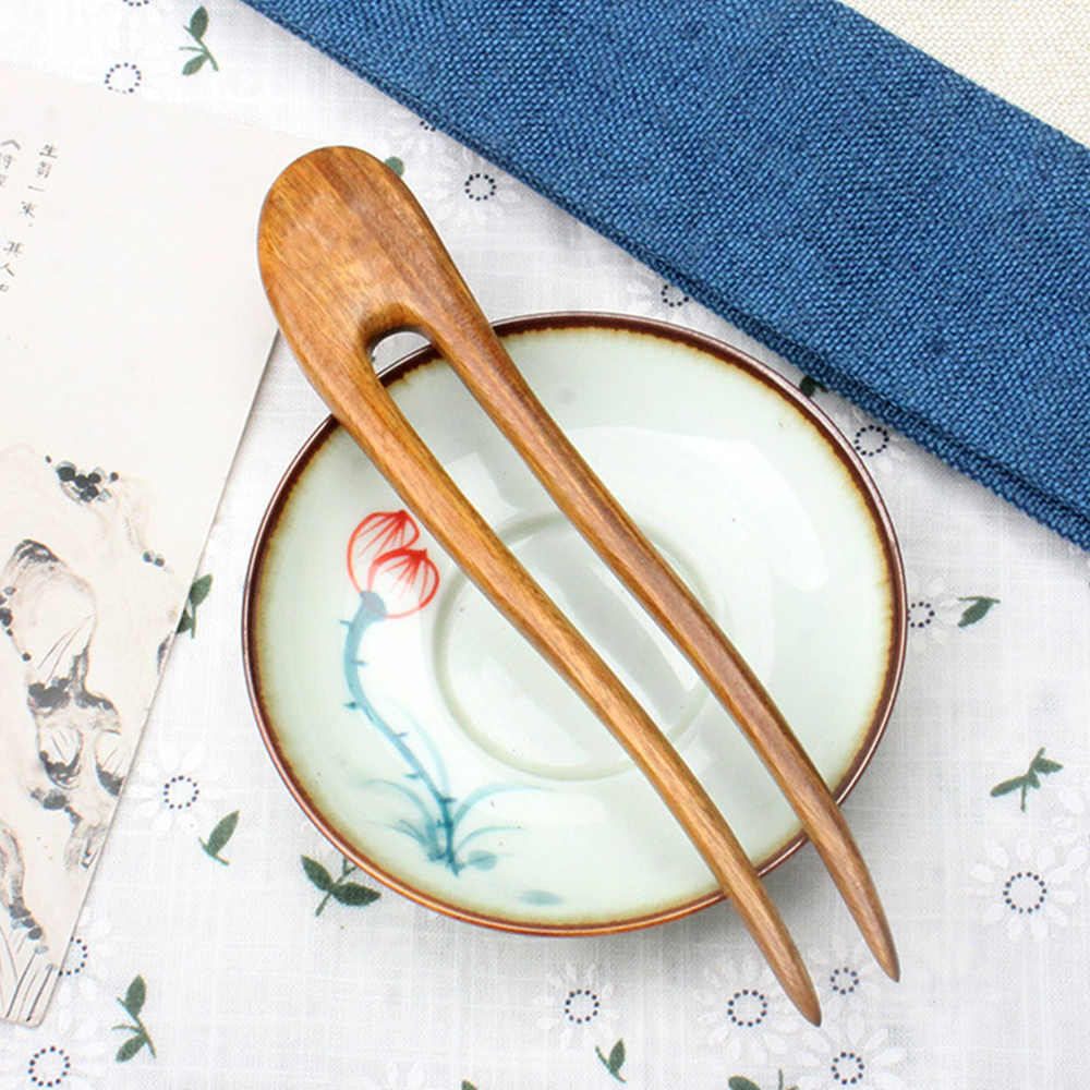 Palillos chinos simples para el cabello, horquillas de madera en forma de U para el cabello para mujer, accesorios para hacer moños, tocados de Retro: PLATEADO