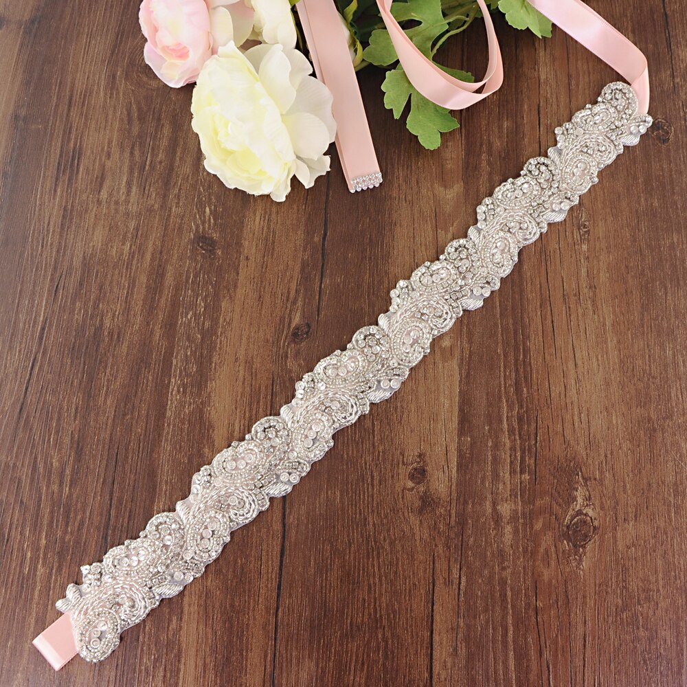 ZMS365 Braut Zubehör Hochzeit Gürtel Braut Gürtel Hochzeit Zubehör Mariage Schärpe Gürtel für Abendkleider Brautjungfer Gürtel: Jahrgang Rosa