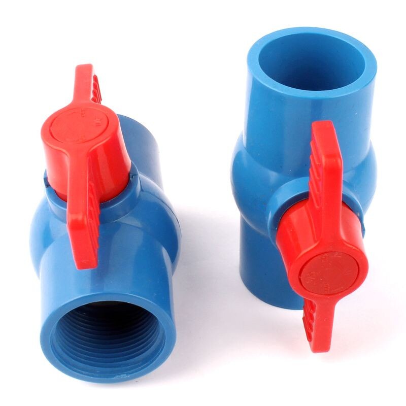 Inner Dia. 1 1/4" Female/40mm Socket Straight Trough Ball Valve Red Switch Ball Valve Blue PVC Valve Garden Irrigation Fittings