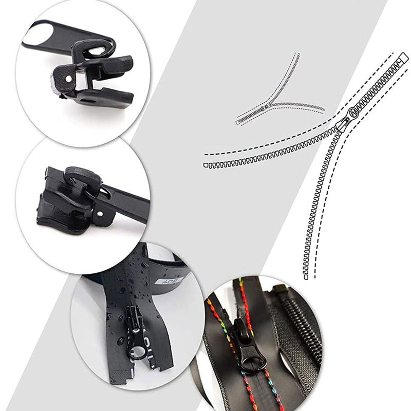 6Pcs Instant Zipper Universal Instant Fix Zipper Repair Kit Replacement Zip Slider Teeth Rescue Zippers Clothing Sewing Zipper