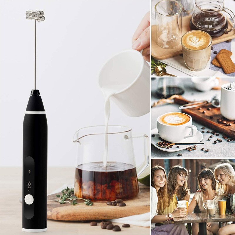 Elektryczna trzepaczka robić jajek USB elektryczna trzepaczka mikser kuchnia nowa sekwencja przycisków 3 regulowana prędkość mikser robić kawy Matcha Latte