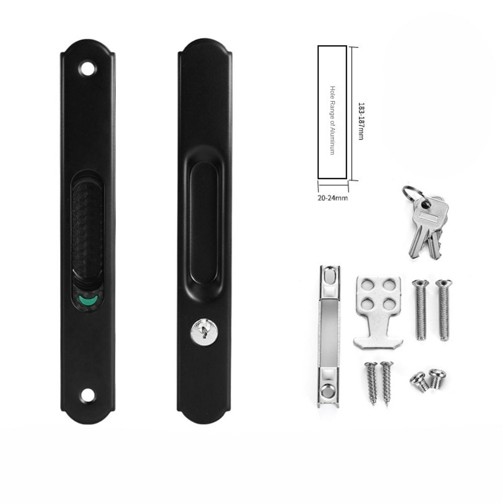 1Pc Sliding Door Lock Invisible Door Handle Lock Stainless Steel Handle Lock Embedded Lock Sliding Door Sliding Window Latch: Gold