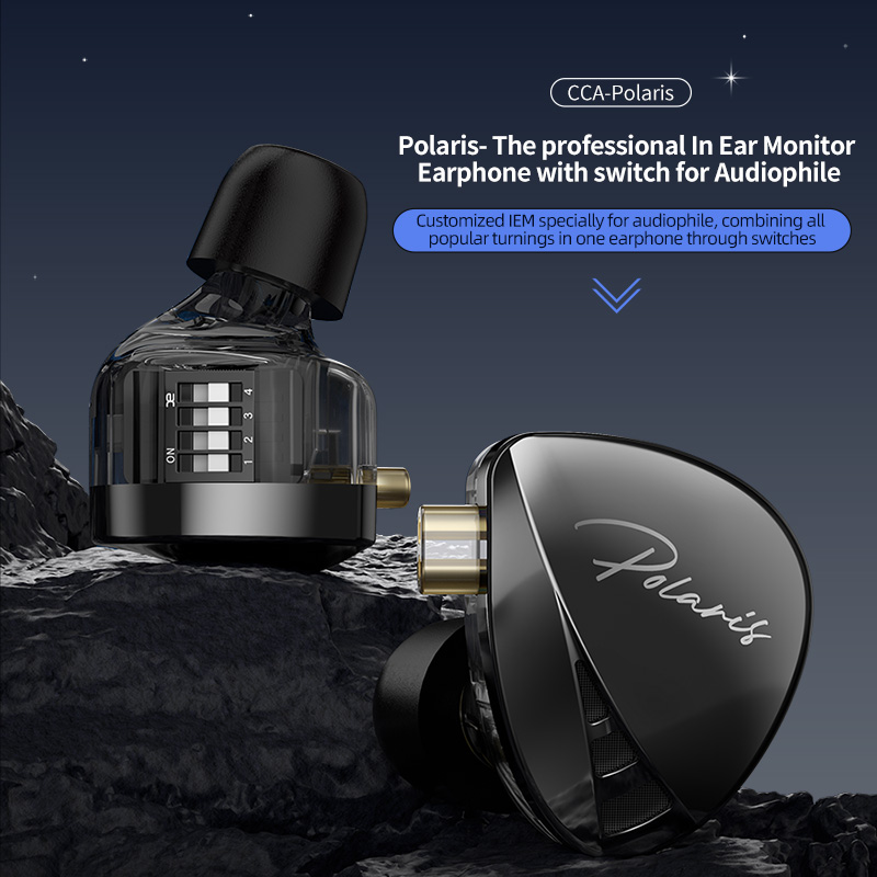 CCA Polaris-auriculares con graves HIFI, Monitor, interruptor de sintonización de 4 niveles, auriculares deportivos con sonido estéreo y reducción de ruido