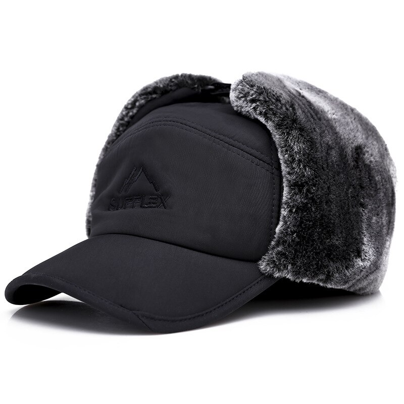 Nieuwe winddichte baseballpet voor buiten met oorkap en fluwelen warme wintermutsen, verdikte snapback-muts voor dames en heren  a75: Zwart