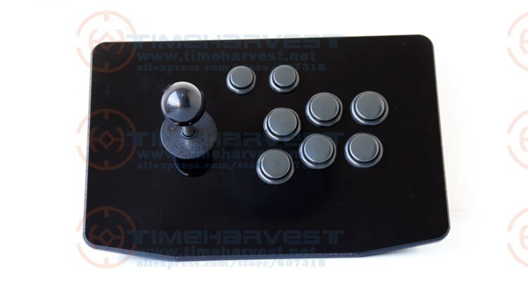 Acryl Nul Vertraging Arcade Fighting Stick Usb Bedrade Computer Gaming Joystick Game Rocker Controller Met 8 Knoppen Voor Pc Desktop: Donkergrijs