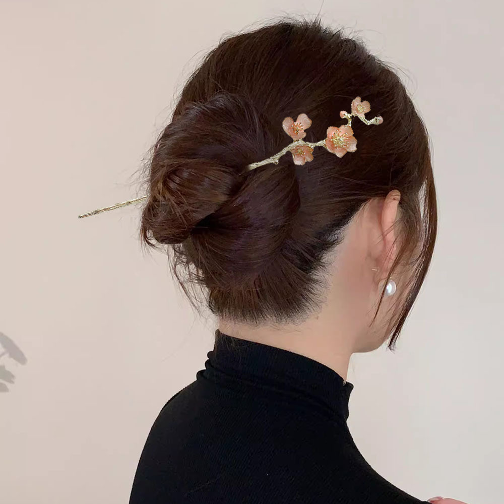 Palillos para el cabello de estilo chino Vintage, horquillas para mujeres y niñas, horquilla de flores, Clip para el cabello, tocado Hanfu, joyería, accesorios para el cabello