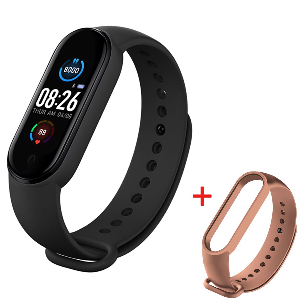 M5 Smart Watch Bluetooth Fitness Tracker Pedometer Heart Rate Monitor Call Reminder Blood Pressure Smartband for IOS Android: Black Brown