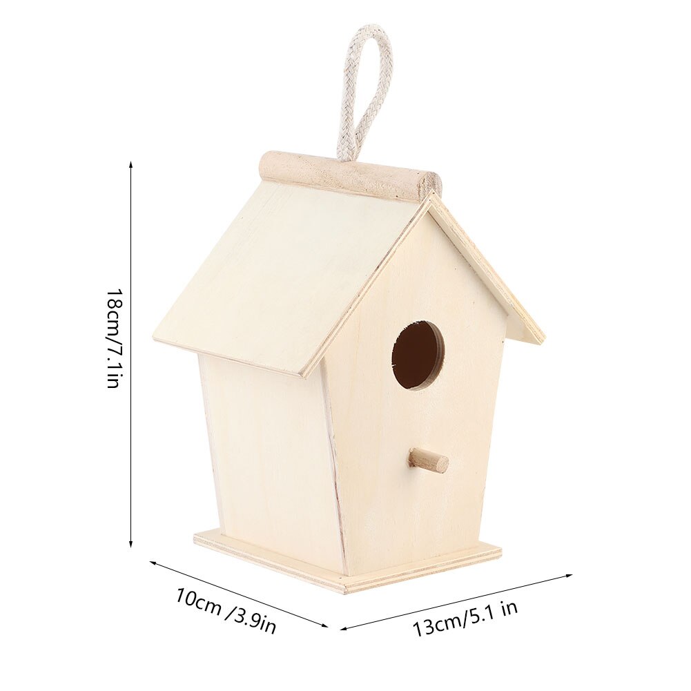 Hanging Wooden Bird House Breeding Cage Box Feeding Nest Garden Backyard Balcony Pendant Birdhouse Home Decora Bird Nest: B