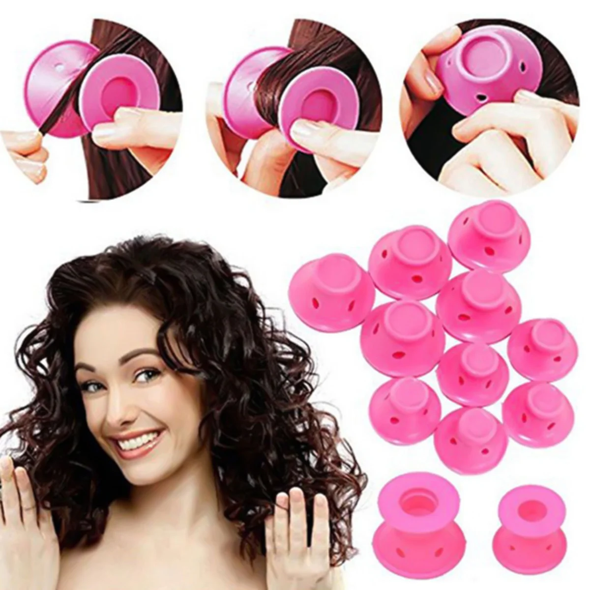 10Pcs Soft Rubber Hair Curlers Silicone Heatless Hair Rollers Clips No Hurt Hair Rollers Hairdressing DIY Hair Styling Tools