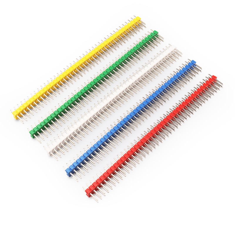 100pcs 2.54mm color pin header single row/double row straight pin 1*40P/2*40P red/yellow/blue/white/color