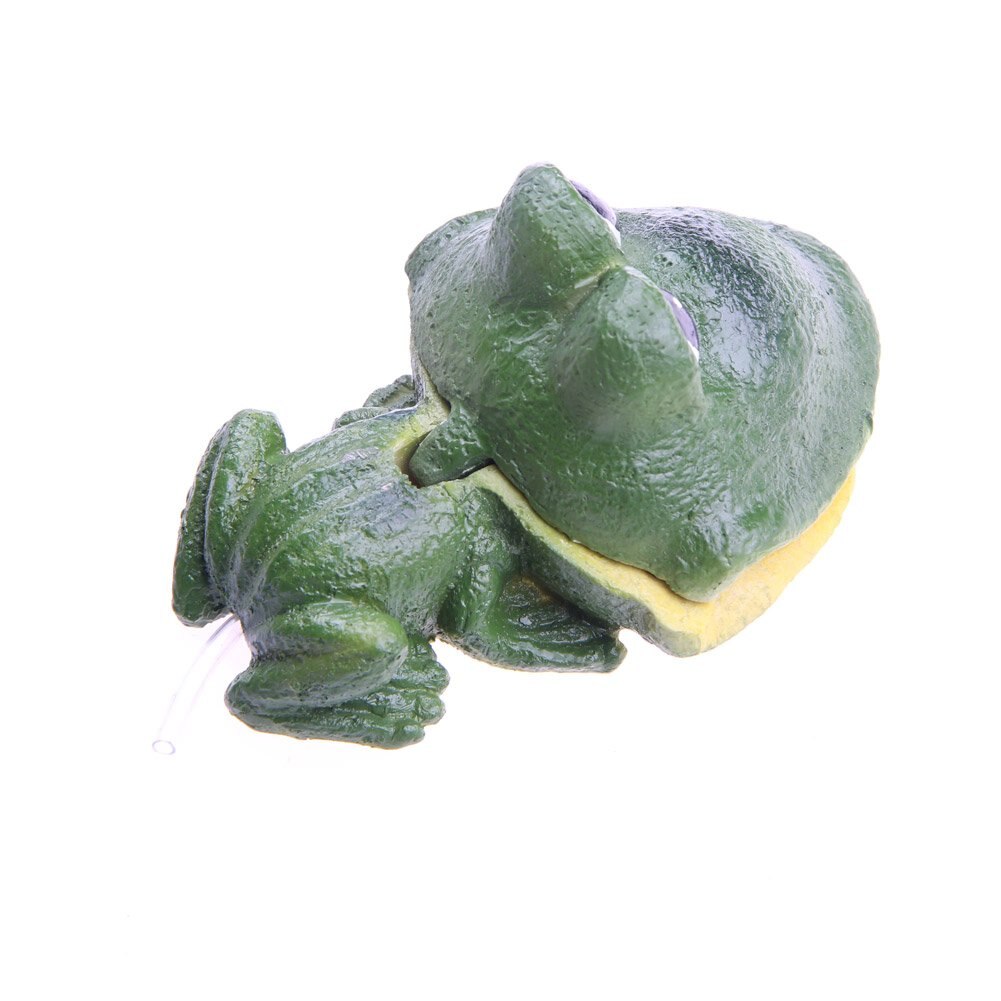 EmoursTM Cute Frog Air Stone Bubbler Live-Action Aerating Aquarium Ornament Aquatic Resin Decoration for Fish Tank