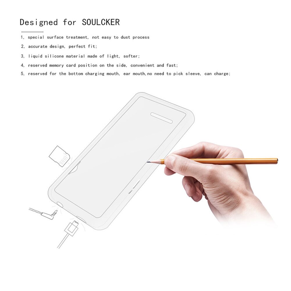 MP3 Player Flexible Anti-scratch Thin Soft Silicone Replacement Non-Slip Solid Protective Case Cover For SOULCKER D16