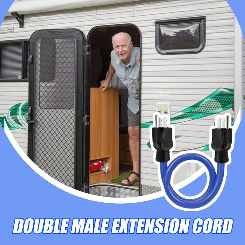 Dubbel mannelijk verlengsnoer, zware elektrische stekkers, 3 stekkers inbegrepen, elektrische benodigdheden voor thuis, commercieel, binnen en buiten