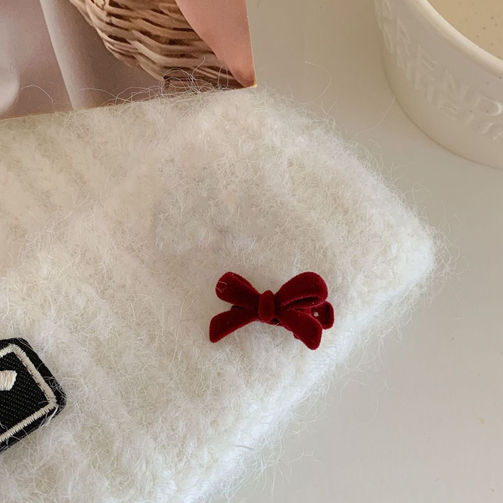Horquilla de terciopelo con lazo para mujer, accesorios para el cabello, herramientas de peinado, pinzas para el cabello con lazo, Mini horquillas: Gris
