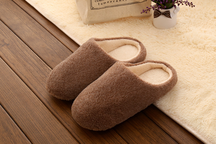 Vinter tøfler for kvinner plysj tøfler ensfarget varme hjem innendørs sko elskere gulv myke tøfler mann sko pantuflas