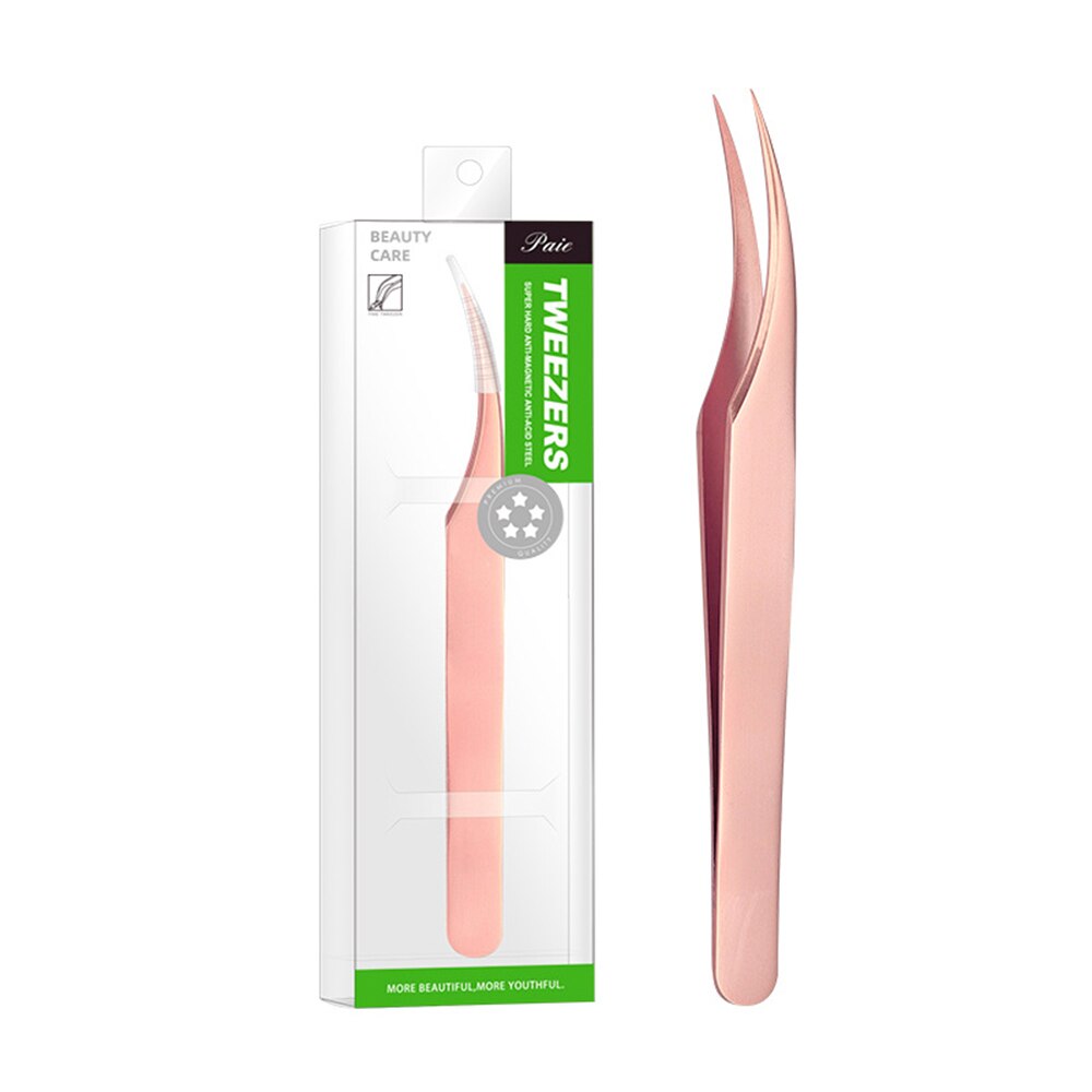 Rvs Wimpers Pincet Professionele Voor Wimpers Extension Gold Decor Anti-Statische Wimper Tweezer Make-Up Tools: Rose gold 02