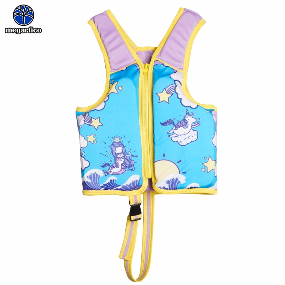 Megartico zwemvest kinderen mermaid eenhoorn zwemmen vest kids swim trainer float voor 2-6 jaar Drijfvermogen Badpak jas leven