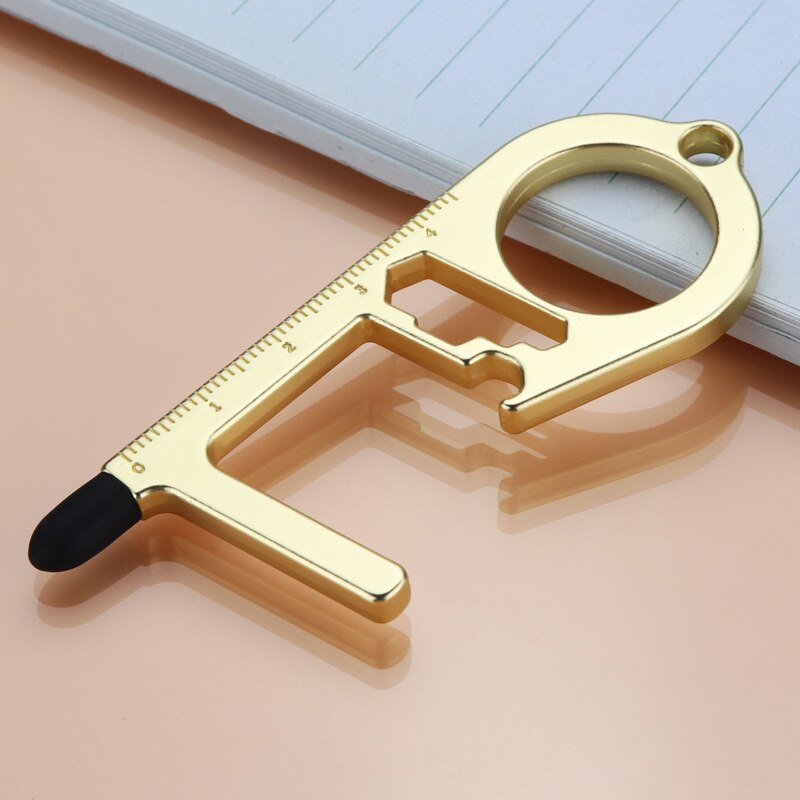 Antimicrobial Key Chain Door Opener Beer Trigger Touch Screen Key Chains Open Door No-Touch Key Press Elevator Tool Hygiene: 1