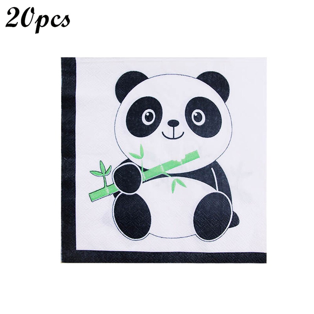 Cute Cartoon Panda Theme Tableware Birthday Party Disposable Plate Napkin Flags Cartoon Kids Favors Baby Shower Party Supplies: napkins