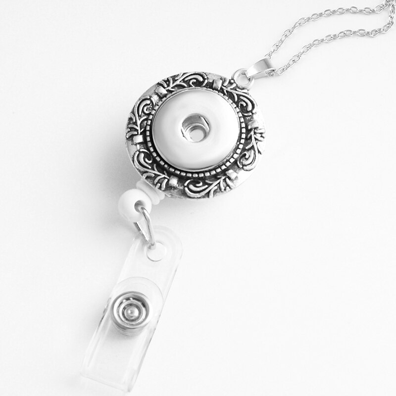 Badge Reel ID holder, retractable badge holder 18mm snap button wing flower jewelry Fishing line NA579: F