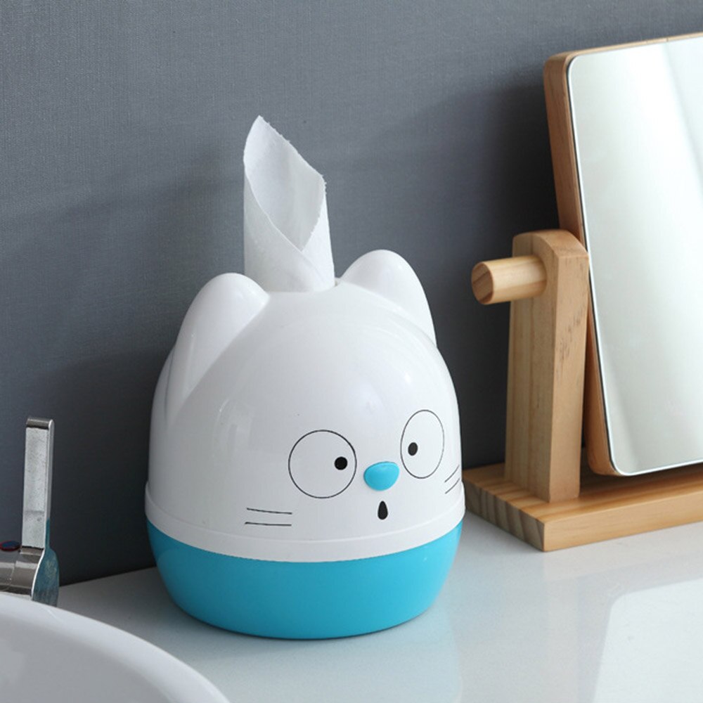 Leuke Kat Gezicht Cartoon Mini Tissue Doos Servet Papier Container Servet Cover Stofdicht Roll Papier Houder Voor Thuis Auto kinderen