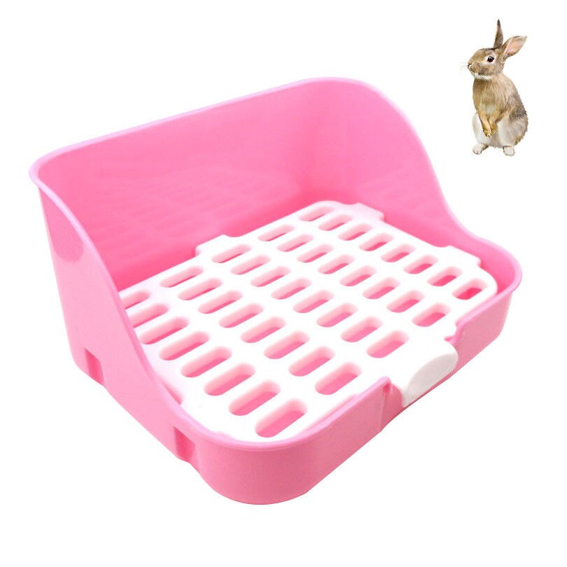 Hamster marsvin toiletbakke kasse holdbar indendørs kæledyr hvalp kanin potte træning toilet doggy træning potte med væg: Lyserød