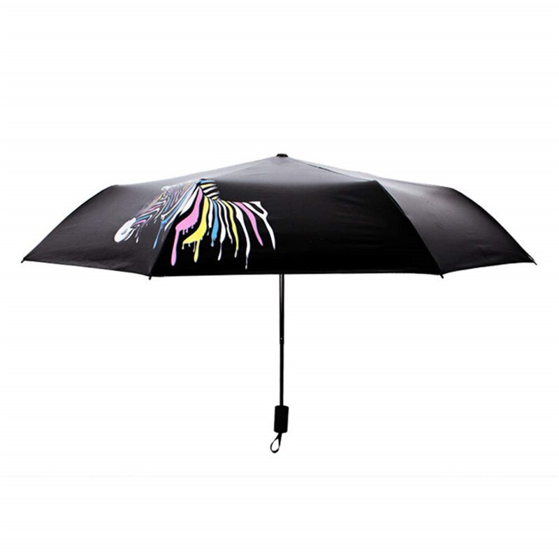 DMBRELLA Color Changing Folding Sunshade Umbrella Zebra Parasol Rain Shade Anti-UV Umbrella Portable Tri-folded Sun Paraguas