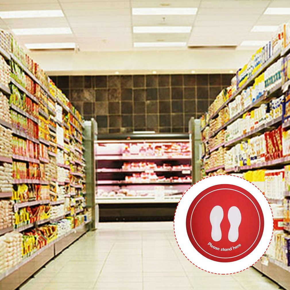 Please Practice Social Distancing Floor Sign Circle Pressure Sensitive Adhesive Non-Slip Store Floor Decor