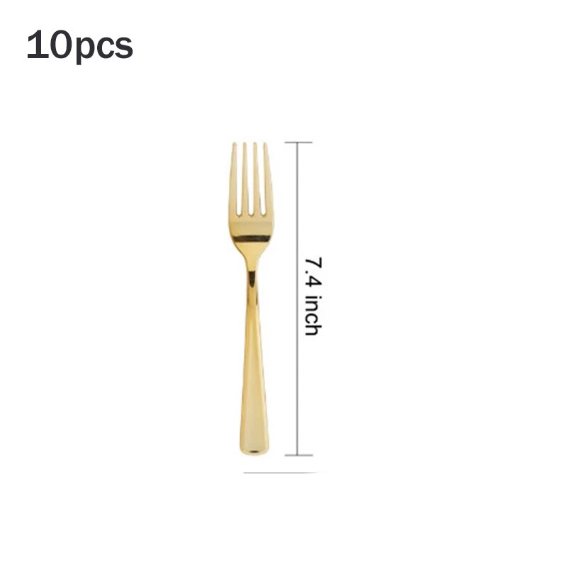 60 stuks/partij bronzing gouden stippen plastic wegwerp servies voor bruiloften, feestjes, plastic bordjes, bekers, gala-feestdecoraties: 10pc- vorken