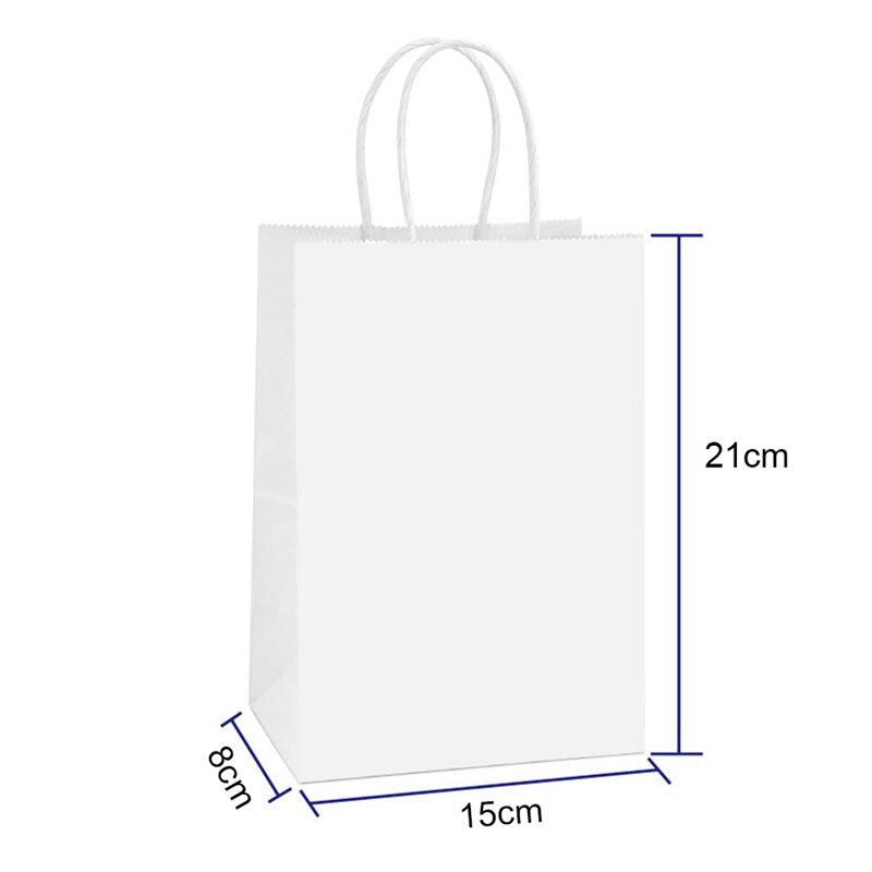Kraft papieren zakken 25 stuks 5.9 x 3.14 x 8.2 inch kleine papieren zakken witte papieren zakken met handvatten papieren boodschappentassen feestzakken re
