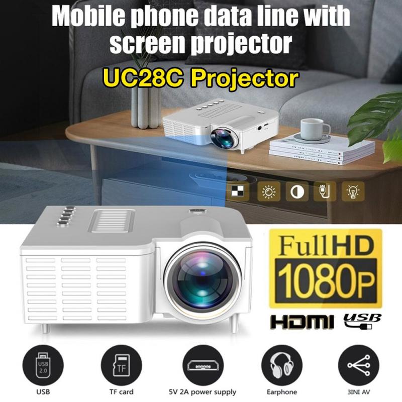 UC28C Full Hd Lcd 1080P Led Draagbare Mini Projector Home Theater Projector Usb Projectoren Video Voor Mobiele Smartphone