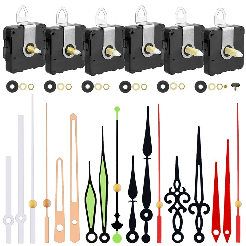 6PCS DIY Wall Quartz Clock Movement Mechanism Clock Mechanism Replacement Sets for Repair Clock Parts Tool: Default Title