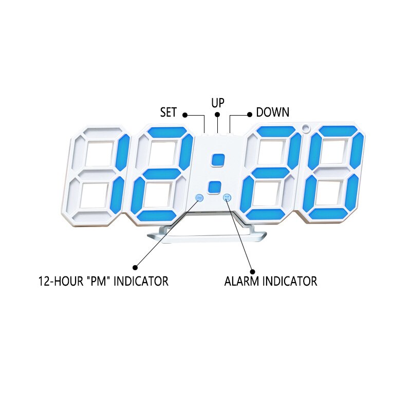 3D Luminous Plastic LED Digital clock Wall Desktop clock Alarm clock Time Temperature Calendar Display Modern Simplicity Clock