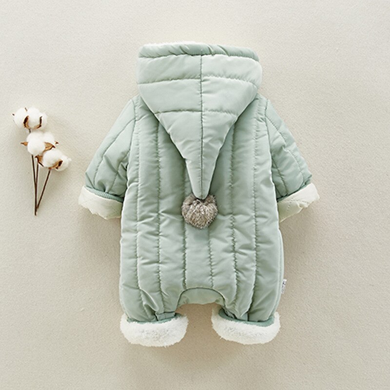 newborn winter jacket rompers plus velvet baby boys bodysuit kids hooded outerwear coat for baby girls snowsuit jumpsuit clj493