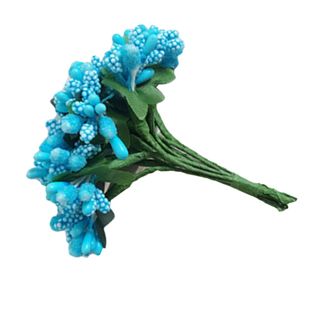 12pcs/bunch Mini Artificial Pip Berry Picks Fruit Flower Stamens for DIY Wedding Christmas Garland Box Scrapbooking Decoration (: Blue