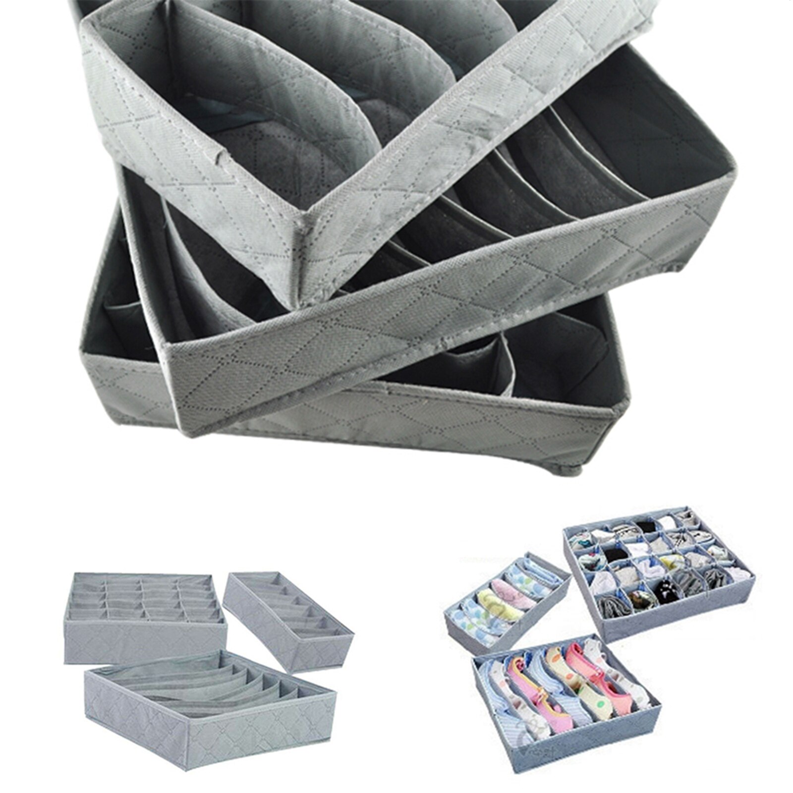 3 stuks opvouwbare lade-organizers opbergdoos voor bh-bandjes ondergoed sokken sjaal verdeler kastorganizer opbergdozen