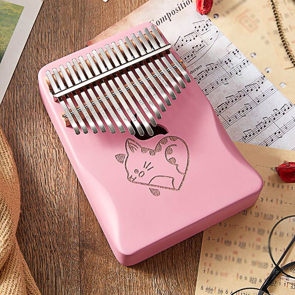 17 Key Mahogany Pink Thumb Piano Finger Instrument Pink Portable Finger Piano For Beginner Portable Piano Africa Finger Piano