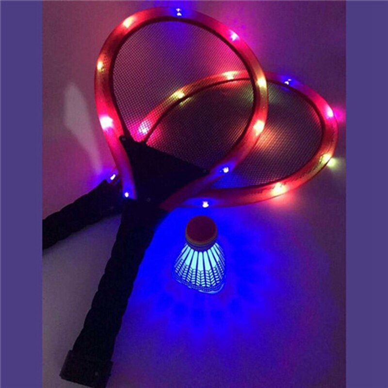 Badminton Rackets Family Entertainment Set Night Light Led Badminton Racket Lighter Set To Play Badminton,Ran Color: Default Title