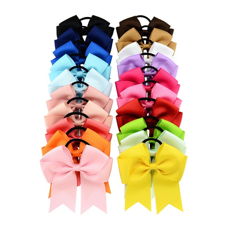 4.5 Inch Girls Cute Solid Cheerleading Bow Women Elastic Hair Bands Ribbon Rope Ponytail Holder Hair Ties Kids Hair Accessories