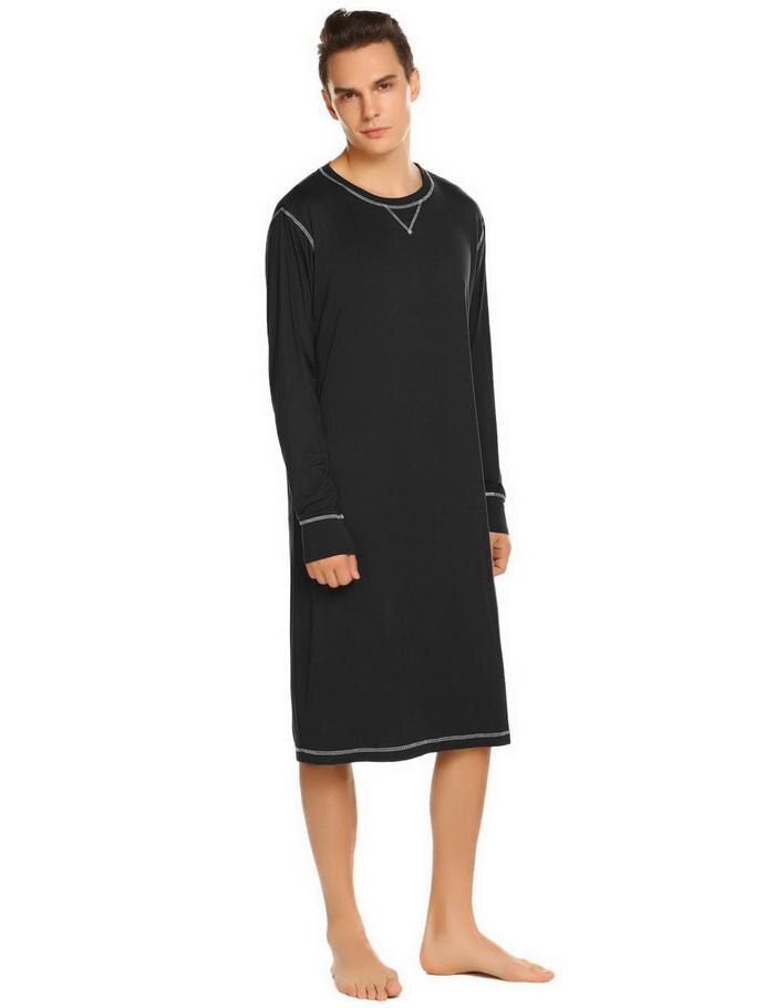 Hommes vêtements de nuit chemise de nuit longue à manches longues léger en vrac décontracté chemises de nuit mâle confortable maison vêtements de nuit grande taille