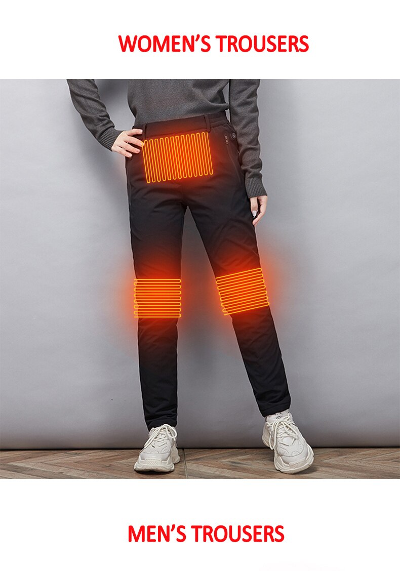 Elektrische verwarmde warme broek heren dames usb verwarmde basislaag waterdichte winddichte broek geïsoleerde verwarmde voor kamperen wandelen