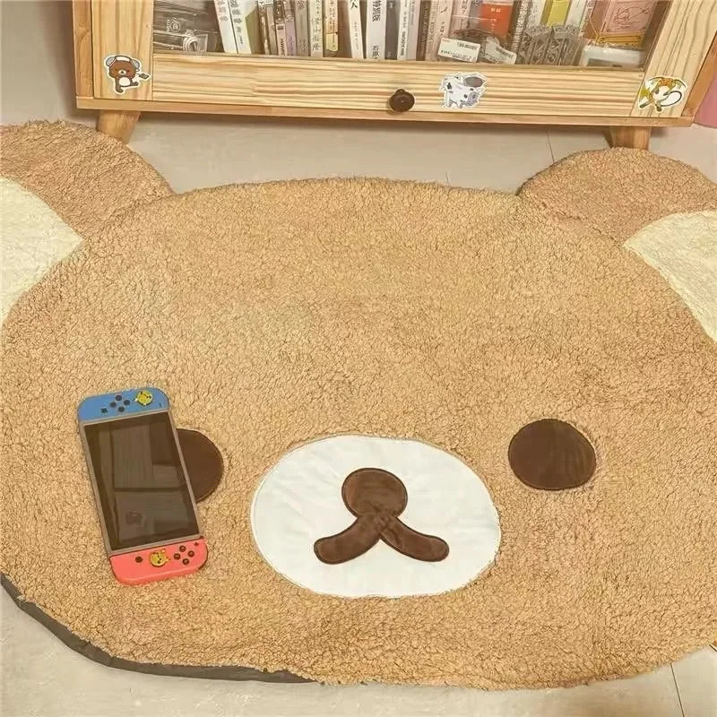 Kuna Bear Rilakkuma Carpet Relaxed Bear Cartoon Cute Korea Floor Mat Bedroom Soft Plush Floor Mat Home Bedroom Bedside Carpet: 30*40cm / Beige