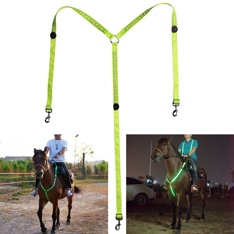 LED Horse Breastplate Collar Adjustable Chest Strap Visibility Tack For Horseback Equestrian Safety Gear for Night Horse Riding