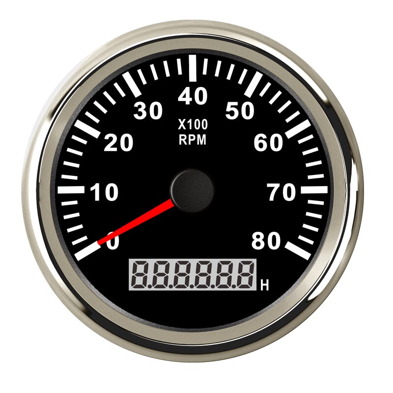 Marine Tachometer 8K Digital Meter fit Car Boat Diesel Generator Engine Gasoline Engine With Red Backlight 12-24V: BS