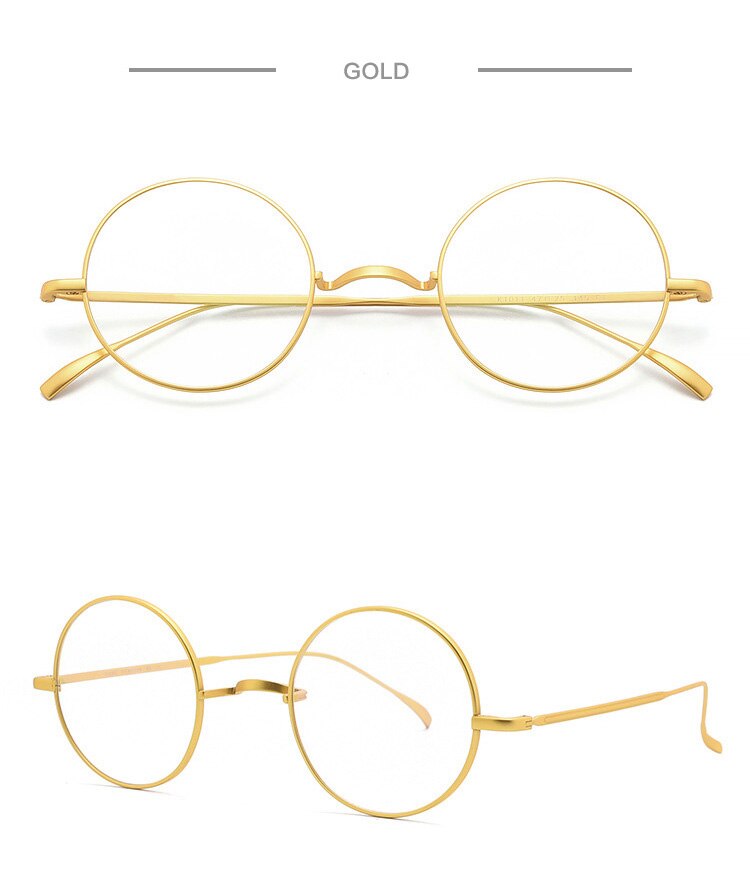 Monture de lunettes B en titane pour hommes, ultraléger, petite, ronde, monture optique, Prescription, nouvelle, Vintage, pour femmes: Or