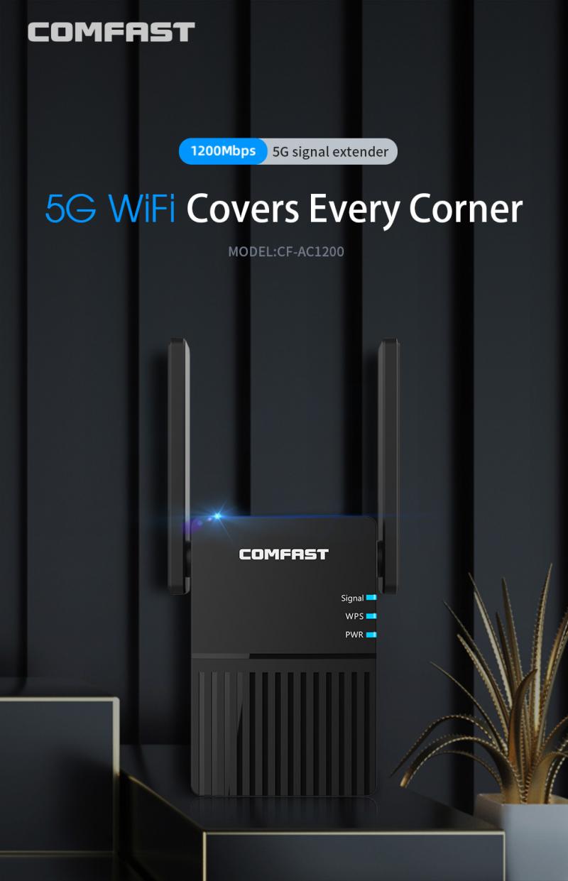 Newest Wi-fi Amplifer 1200Mbps Long Range Dual Band 2.4+5Ghz Wireless Wifi Router High Power Wifi Repeater Wifi Extender Wlan