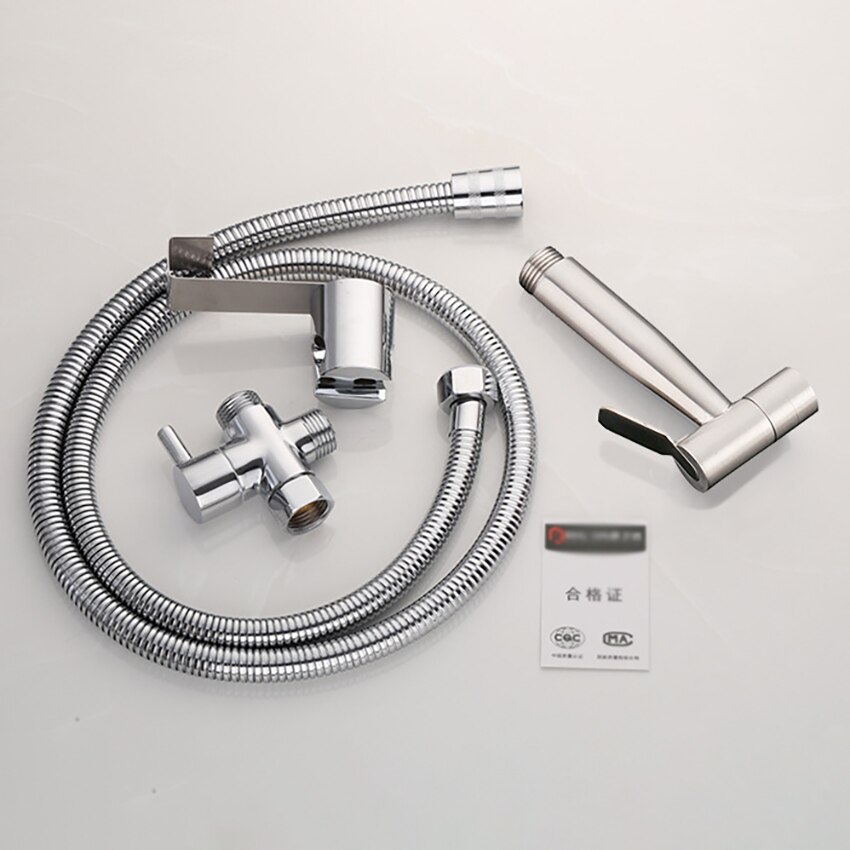1 Set Chrome Bidet Sprayer Set Wall Mounted Handheld Toilet Bidet Sprayer For Bathroom Shower Cleaning Bidet Sprayers 7/8"