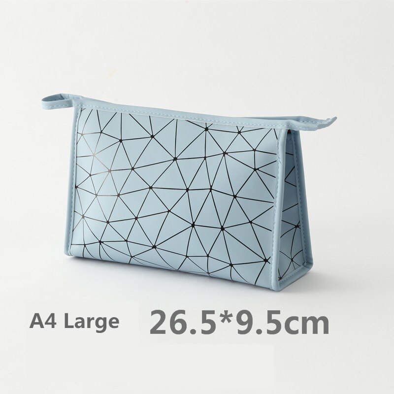 Neceser de PU con entramado de diamantes, organizador de viaje resistente al agua para mujer, estuche de útiles de maquillaje para damas, estuche de maquillaje: A4 Large Storage