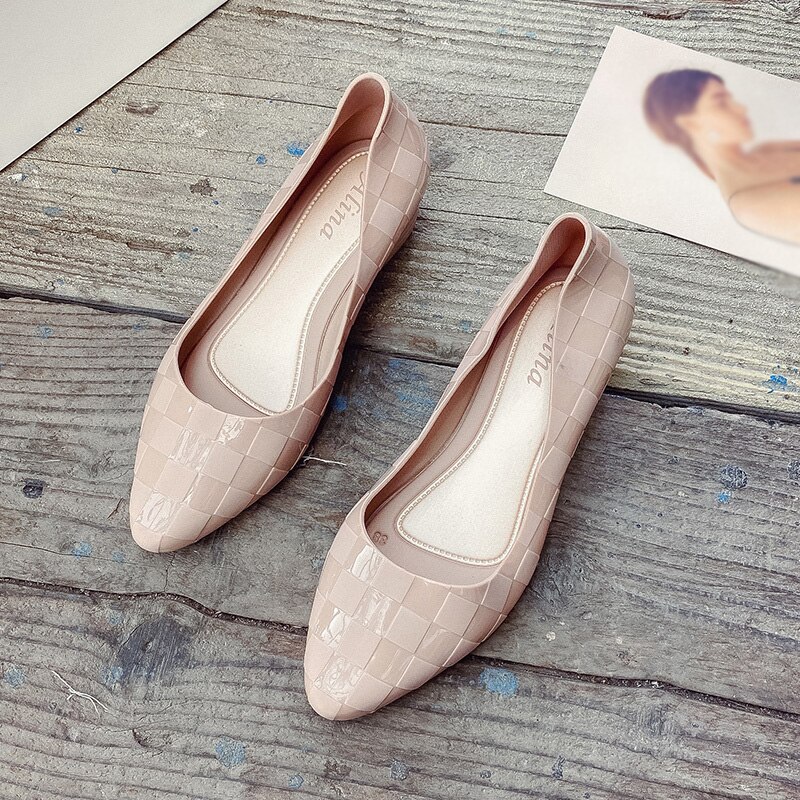 Waterdichte antislip damesschoenen koreaanse stijl pumps hakken rubberen jelly schoenen: Beige / 37